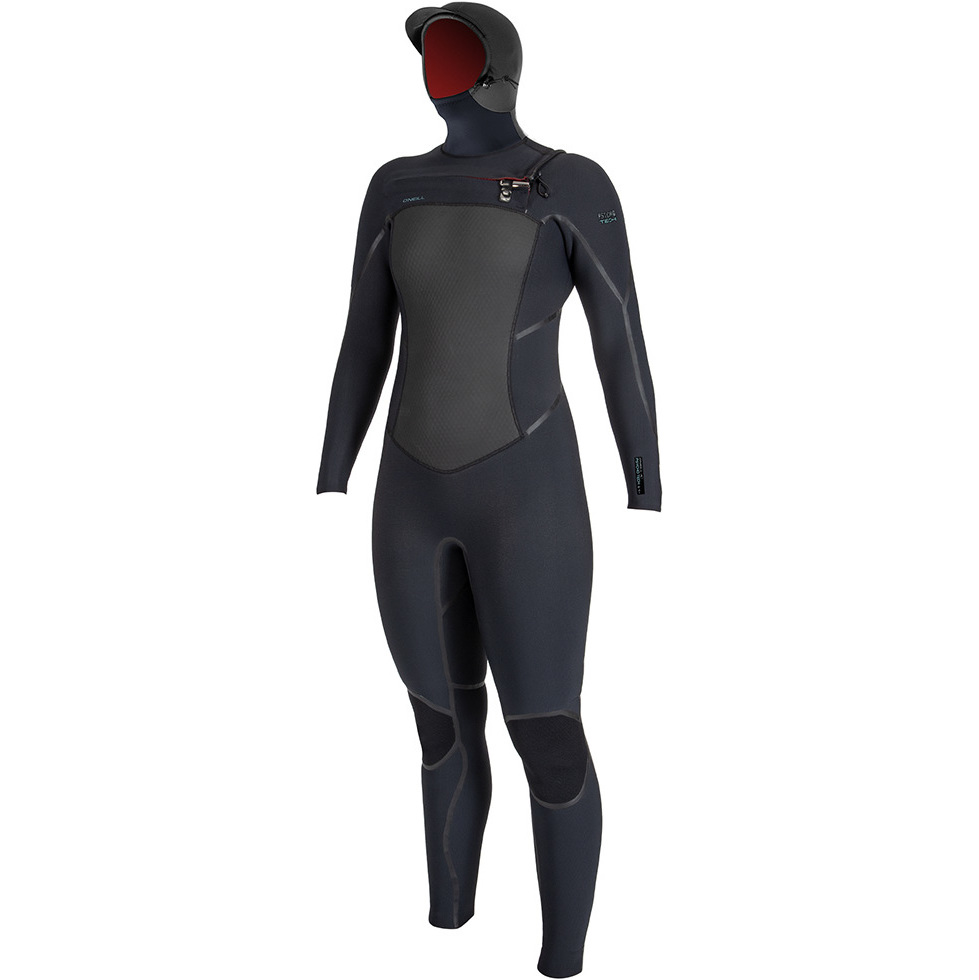 2025 O'Neill Dames Psycho Tech 6/4mm Borst Ritssluiting Met Capuchon Wetsuit 5548 - Black